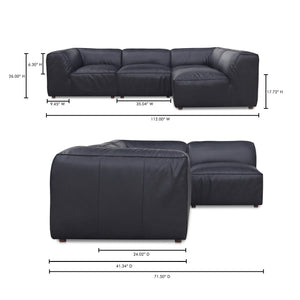 Moe's Home Form Modular Sectional In Vantage Black - Stylish, Versatile Design With Luxurious Top-grain Leather Black Upholstery, Full Top,Grain Leather Xq-1004-02
