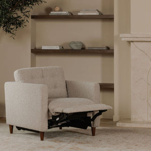 Moe's Home Bridgers Power Recliner Chair - Luxurious Bouclé Fabric, Okin Motion Lift & Mid-century Design Comfort Grey Upholstery, 85% Polyester,15% Acrylic,High Density Foam,Fiber And Feather Fill Xq-1010-29