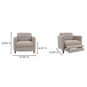 Moe's Home Bridgers Power Recliner Chair - Luxurious Bouclé Fabric, Okin Motion Lift & Mid-century Design Comfort Grey Upholstery, 85% Polyester,15% Acrylic,High Density Foam,Fiber And Feather Fill Xq-1010-29