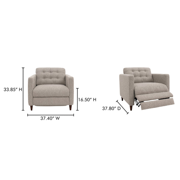 Moe's Home Bridgers Power Recliner Chair - Luxurious Bouclé Fabric, Okin Motion Lift & Mid-century Design Comfort Grey Upholstery, 85% Polyester,15% Acrylic,High Density Foam,Fiber And Feather Fill Xq-1010-29