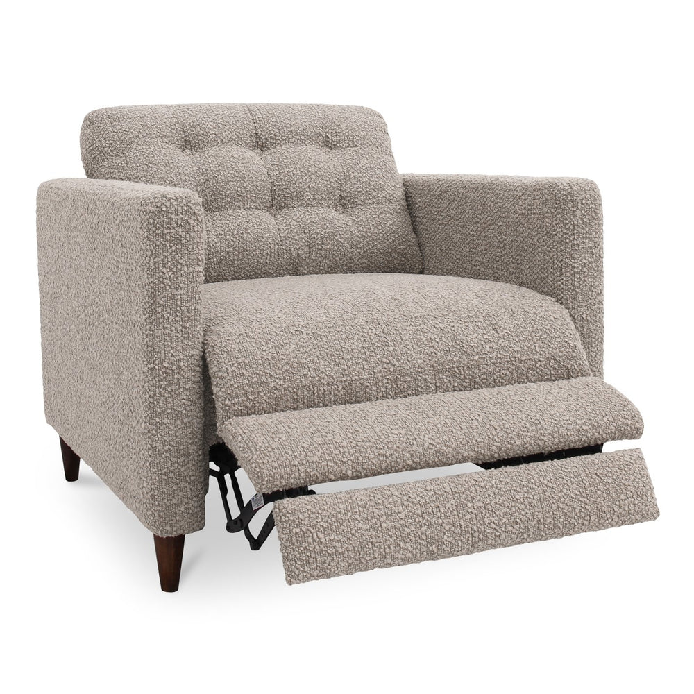 Moe's Home Bridgers Power Recliner Chair - Luxurious Bouclé Fabric, Okin Motion Lift & Mid-century Design Comfort Grey Upholstery, 85% Polyester,15% Acrylic,High Density Foam,Fiber And Feather Fill Xq-1010-29