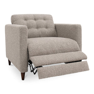 Moe's Home Bridgers Power Recliner Chair - Luxurious Bouclé Fabric, Okin Motion Lift & Mid-century Design Comfort Grey Upholstery, 85% Polyester,15% Acrylic,High Density Foam,Fiber And Feather Fill Xq-1010-29