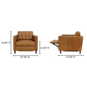 Moe's Home Bridgers Power Recliner Chair - Luxurious Bouclé Fabric, Okin Motion Lift & Mid-century Design Comfort Brown Upholstery, 100% Top Grain Leather,High Density Foam,Fiber And Feather Fill Xq-1010-40