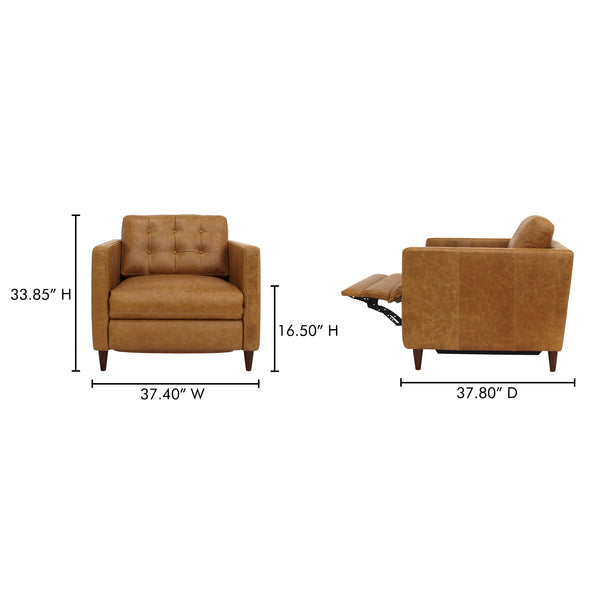 Moe's Home Bridgers Power Recliner Chair - Luxurious Bouclé Fabric, Okin Motion Lift & Mid-century Design Comfort Brown Upholstery, 100% Top Grain Leather,High Density Foam,Fiber And Feather Fill Xq-1010-40