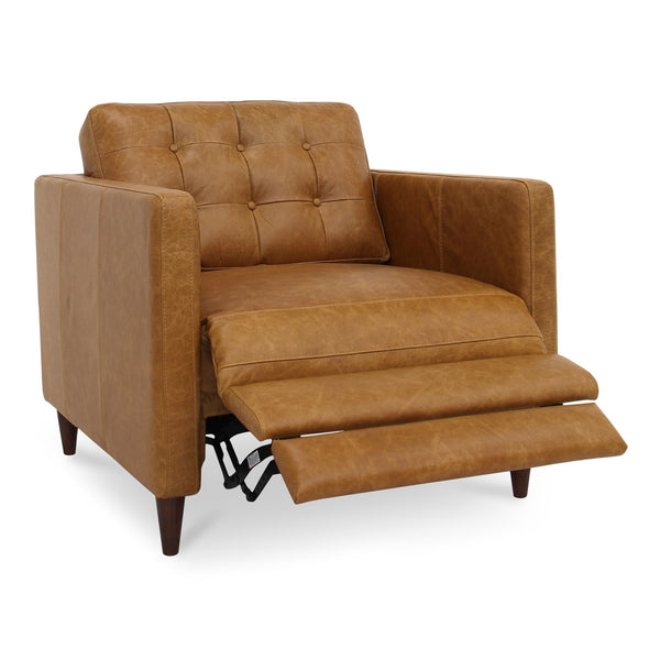 Moe's Home Bridgers Power Recliner Chair - Luxurious Bouclé Fabric, Okin Motion Lift & Mid-century Design Comfort Brown Upholstery, 100% Top Grain Leather,High Density Foam,Fiber And Feather Fill Xq-1010-40