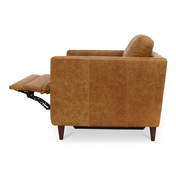 Moe's Home Bridgers Power Recliner Chair - Luxurious Bouclé Fabric, Okin Motion Lift & Mid-century Design Comfort Brown Upholstery, 100% Top Grain Leather,High Density Foam,Fiber And Feather Fill Xq-1010-40