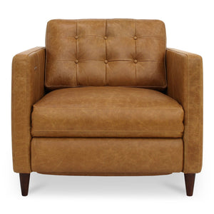 Moe's Home Bridgers Power Recliner Chair - Luxurious Bouclé Fabric, Okin Motion Lift & Mid-century Design Comfort Brown Upholstery, 100% Top Grain Leather,High Density Foam,Fiber And Feather Fill Xq-1010-40