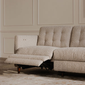 Moe's Home Bridgers Power Recliner Sofa - Luxurious Bouclé Fabric With Dual Controls For Ultimate Comfort Grey Upholstery, 85% Polyester,15% Acrylic,High Density Foam,Fiber And Feather Fill Xq-1011-29