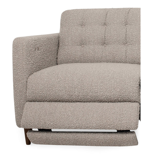 Moe's Home Bridgers Power Recliner Sofa - Luxurious Bouclé Fabric With Dual Controls For Ultimate Comfort Grey Upholstery, 85% Polyester,15% Acrylic,High Density Foam,Fiber And Feather Fill Xq-1011-29