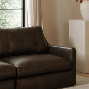 Moe's Home Thurlow Modular Sectional Sofa In Espresso Brown Leather – Timeless Comfort With Modern Elegance Brown Upholstery, 100% Top Grain Leather,High Density Foam,Fiber And Feather Fill Xq-1012-20