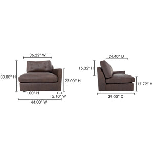 Moe's Home Thurlow Modular Sectional Sofa In Espresso Brown Leather – Timeless Comfort With Modern Elegance Brown Upholstery, 100% Top Grain Leather,High Density Foam,Fiber And Feather Fill Xq-1013-20