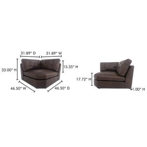 Moe's Home Thurlow Modular Sectional Sofa In Espresso Brown Leather – Timeless Comfort With Modern Elegance Brown Upholstery, 100% Top Grain Leather,High Density Foam,Fiber And Feather Fill Xq-1015-20