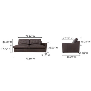 Moe's Home Thurlow Modular Sectional Sofa In Espresso Brown Leather – Timeless Comfort With Modern Elegance Brown Upholstery, 100% Top Grain Leather,High Density Foam,Fiber And Feather Fill Xq-1017-20