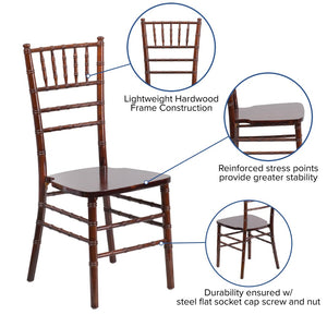 English Elm HERCULES Series Elegant Chiavari Chair for Weddings and Events - Durable, Stackable, Ready to Use Fruitwood XS-FRUIT-GG