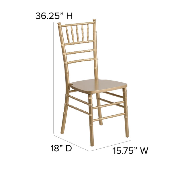 English Elm HERCULES Series Elegant Chiavari Chair for Weddings and Events - Durable, Stackable, Ready to Use Gold XS-GOLD-GG