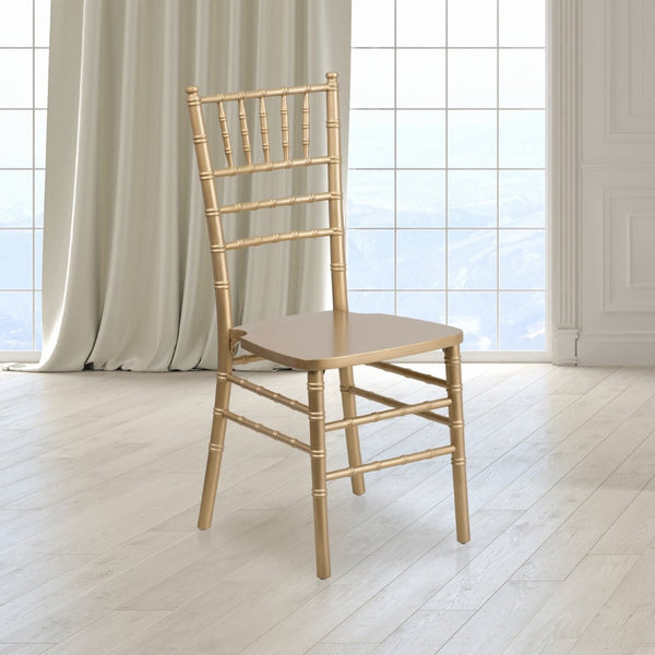 English Elm HERCULES Series Elegant Chiavari Chair for Weddings and Events - Durable, Stackable, Ready to Use Gold XS-GOLD-GG