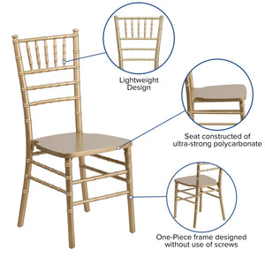 English Elm HERCULES Series Elegant Chiavari Chair for Weddings and Events - Durable, Stackable, Ready to Use Gold XS-GOLD-GG