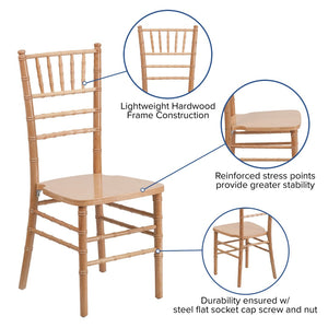 English Elm HERCULES Series Elegant Chiavari Chair for Weddings and Events - Durable, Stackable, Ready to Use Natural XS-NATURAL-GG