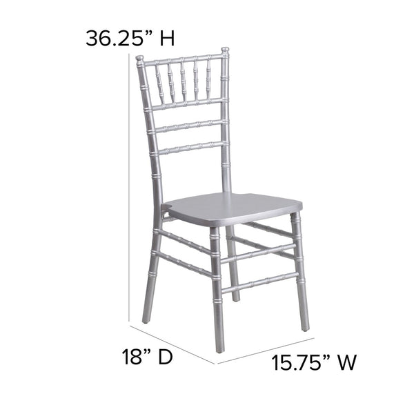 English Elm HERCULES Series Elegant Chiavari Chair for Weddings and Events - Durable, Stackable, Ready to Use Silver XS-SILVER-GG