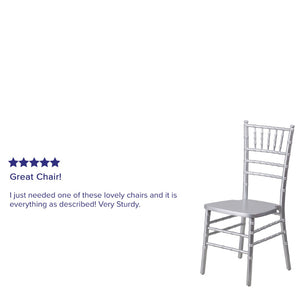 English Elm HERCULES Series Elegant Chiavari Chair for Weddings and Events - Durable, Stackable, Ready to Use Silver XS-SILVER-GG