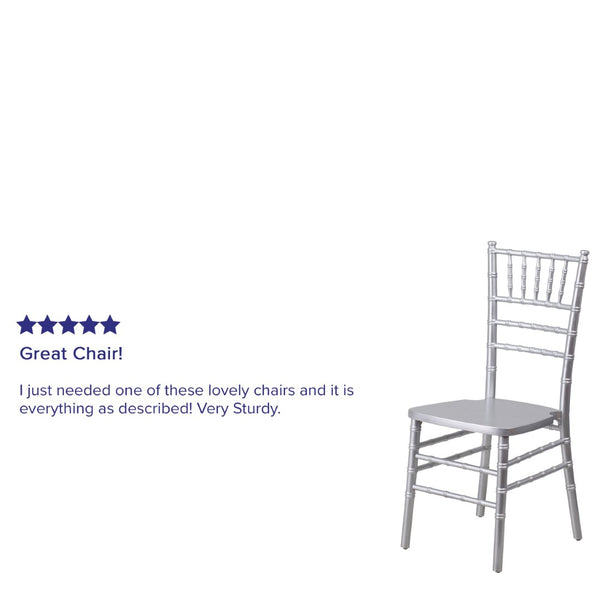 English Elm HERCULES Series Elegant Chiavari Chair for Weddings and Events - Durable, Stackable, Ready to Use Silver XS-SILVER-GG