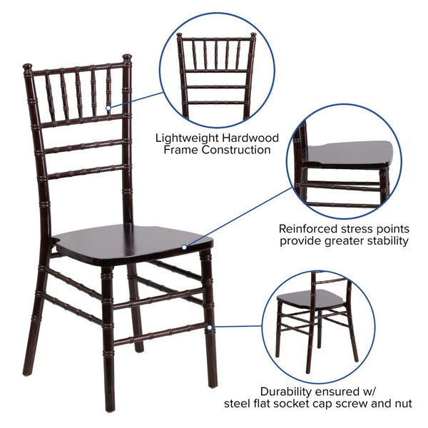 English Elm HERCULES Series Elegant Chiavari Chair for Weddings and Events - Durable, Stackable, Ready to Use Walnut XS-WALNUT-GG