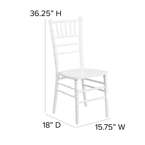 English Elm HERCULES Series Elegant Chiavari Chair for Weddings and Events - Durable, Stackable, Ready to Use White XS-WHITE-GG