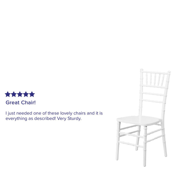 English Elm HERCULES Series Elegant Chiavari Chair for Weddings and Events - Durable, Stackable, Ready to Use White XS-WHITE-GG