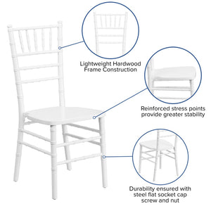 English Elm HERCULES Series Elegant Chiavari Chair for Weddings and Events - Durable, Stackable, Ready to Use White XS-WHITE-GG