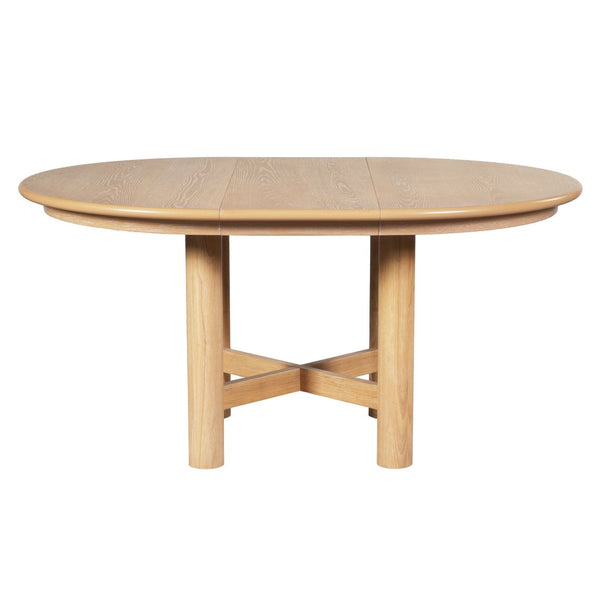 English Elm Wood Oval Extendable Rubberwood Dining Table Seats Six with Leaf for Kitchen Natural XT000001AAD
