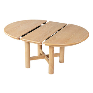 English Elm Wood Oval Extendable Rubberwood Dining Table Seats Six with Leaf for Kitchen Natural XT000001AAD