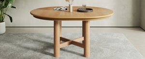 English Elm Wood Oval Extendable Rubberwood Dining Table Seats Six with Leaf for Kitchen Natural XT000001AAD