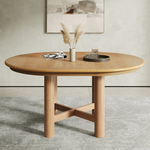 English Elm Wood Oval Extendable Rubberwood Dining Table Seats Six with Leaf for Kitchen Natural XT000001AAD