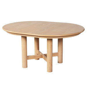 English Elm Wood Oval Extendable Rubberwood Dining Table Seats Six with Leaf for Kitchen Natural XT000001AAD