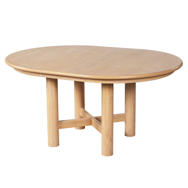 English Elm Wood Oval Extendable Rubberwood Dining Table Seats Six with Leaf for Kitchen Natural XT000001AAD