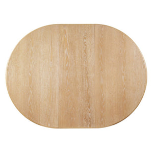 English Elm Wood Oval Extendable Rubberwood Dining Table Seats Six with Leaf for Kitchen Natural XT000001AAD