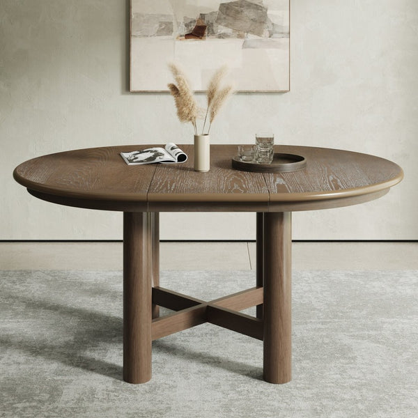 English Elm Wood Oval Extendable Rubberwood Dining Table Seats Six with Leaf for Kitchen Espresso XT000001AAP
