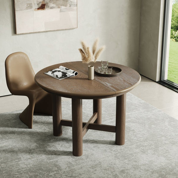 English Elm Wood Oval Extendable Rubberwood Dining Table Seats Six with Leaf for Kitchen Espresso XT000001AAP