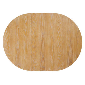 English Elm Trexm Oval Extension Dining Table Oak Veneer Pedestal Base Modern Farmhouse Kitchen Natural XT000002AAN