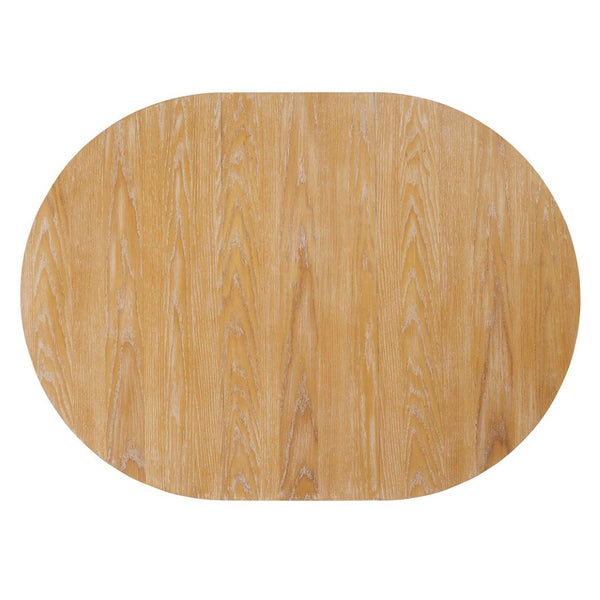 English Elm Trexm Oval Extension Dining Table Oak Veneer Pedestal Base Modern Farmhouse Kitchen Natural XT000002AAN