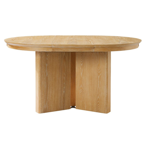 English Elm Trexm Oval Extension Dining Table Oak Veneer Pedestal Base Modern Farmhouse Kitchen Natural XT000002AAN