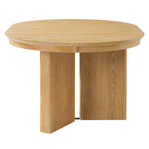 English Elm Trexm Oval Extension Dining Table Oak Veneer Pedestal Base Modern Farmhouse Kitchen Natural XT000002AAN