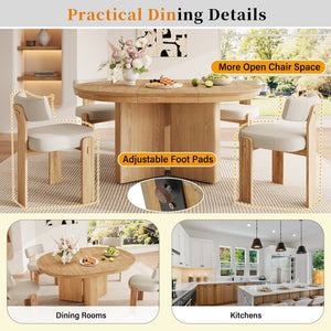 English Elm Trexm Oval Extension Dining Table Oak Veneer Pedestal Base Modern Farmhouse Kitchen Natural XT000002AAN