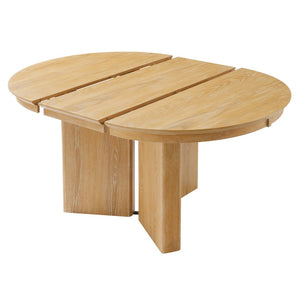 English Elm Trexm Oval Extension Dining Table Oak Veneer Pedestal Base Modern Farmhouse Kitchen Natural XT000002AAN