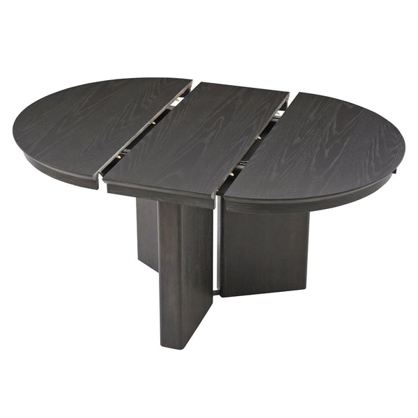 English Elm Trexm Oval Extension Dining Table Oak Veneer Pedestal Base Modern Farmhouse Kitchen Espresso XT000002AAP