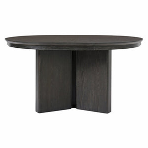 English Elm Trexm Oval Extension Dining Table Oak Veneer Pedestal Base Modern Farmhouse Kitchen Espresso XT000002AAP