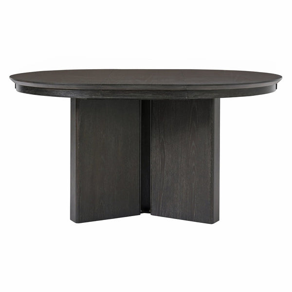English Elm Trexm Oval Extension Dining Table Oak Veneer Pedestal Base Modern Farmhouse Kitchen Espresso XT000002AAP