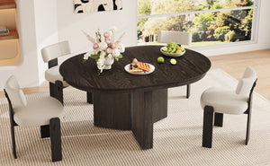 English Elm Trexm Oval Extension Dining Table Oak Veneer Pedestal Base Modern Farmhouse Kitchen Espresso XT000002AAP