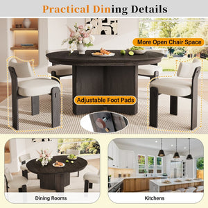English Elm Trexm Oval Extension Dining Table Oak Veneer Pedestal Base Modern Farmhouse Kitchen Espresso XT000002AAP