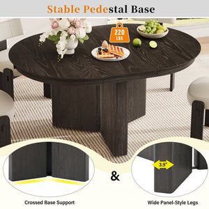 English Elm Trexm Oval Extension Dining Table Oak Veneer Pedestal Base Modern Farmhouse Kitchen Espresso XT000002AAP
